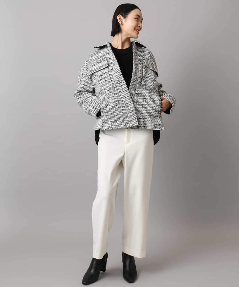 FMVAD51450 MICHEL KLEIN(ミッシェルクラン) ファンシーツイードCPOジャケット グレー