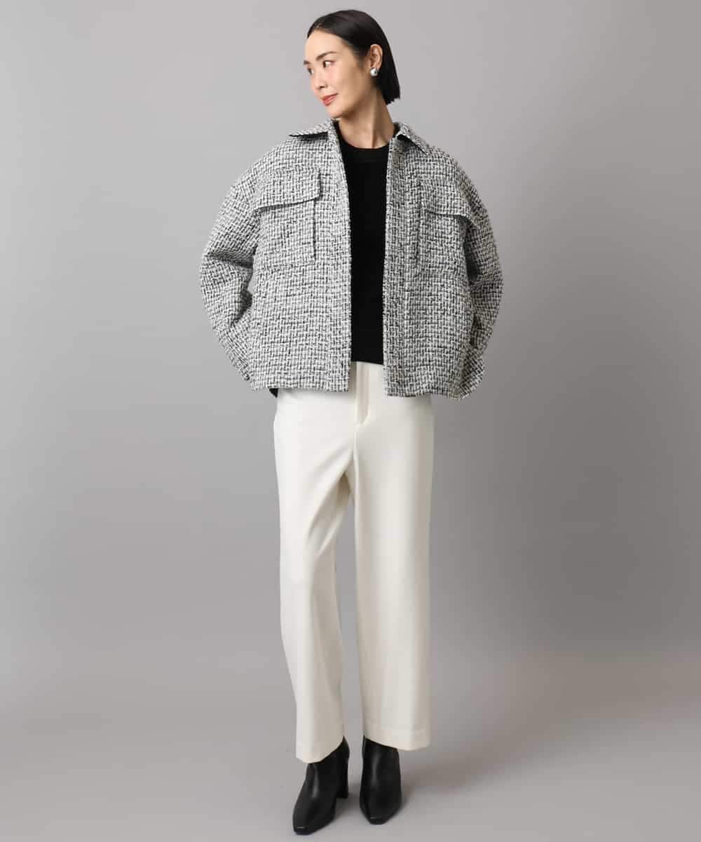 FMVAD51450 MICHEL KLEIN(ミッシェルクラン) ファンシーツイードCPOジャケット グレー