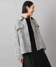 FMVAD51450 MICHEL KLEIN(ミッシェルクラン) ファンシーツイードCPOジャケット グレー