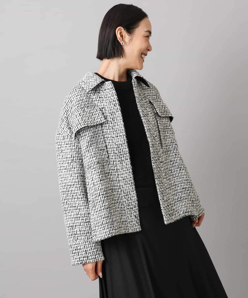 FMVAD51450 MICHEL KLEIN(ミッシェルクラン) ファンシーツイードCPOジャケット グレー