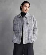 FMVAD51450 MICHEL KLEIN(ミッシェルクラン) ファンシーツイードCPOジャケット グレー