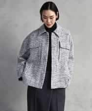 FMVAD51450 MICHEL KLEIN(ミッシェルクラン) ファンシーツイードCPOジャケット グレー