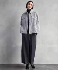 FMVAD51450 MICHEL KLEIN(ミッシェルクラン) ファンシーツイードCPOジャケット グレー