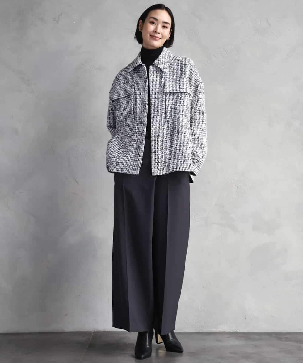 FMVAD51450 MICHEL KLEIN(ミッシェルクラン) ファンシーツイードCPOジャケット グレー