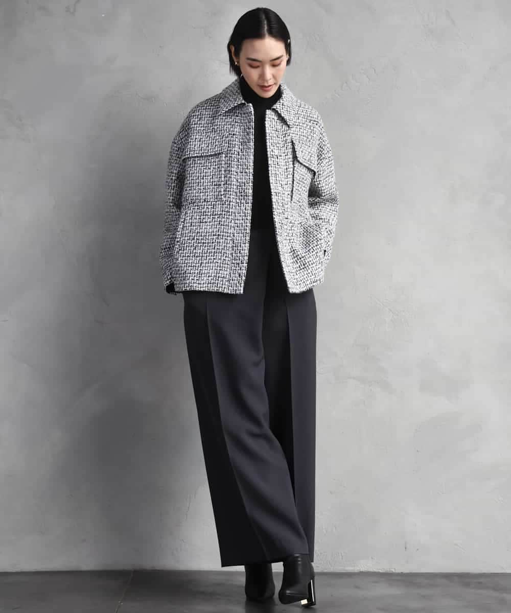 FMVAD51450 MICHEL KLEIN(ミッシェルクラン) ファンシーツイードCPOジャケット グレー