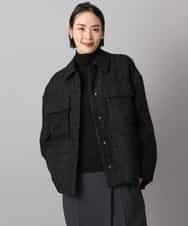 FMVAE51450 MICHEL KLEIN(ミッシェルクラン) ファンシーツイードCPOジャケット ブラック