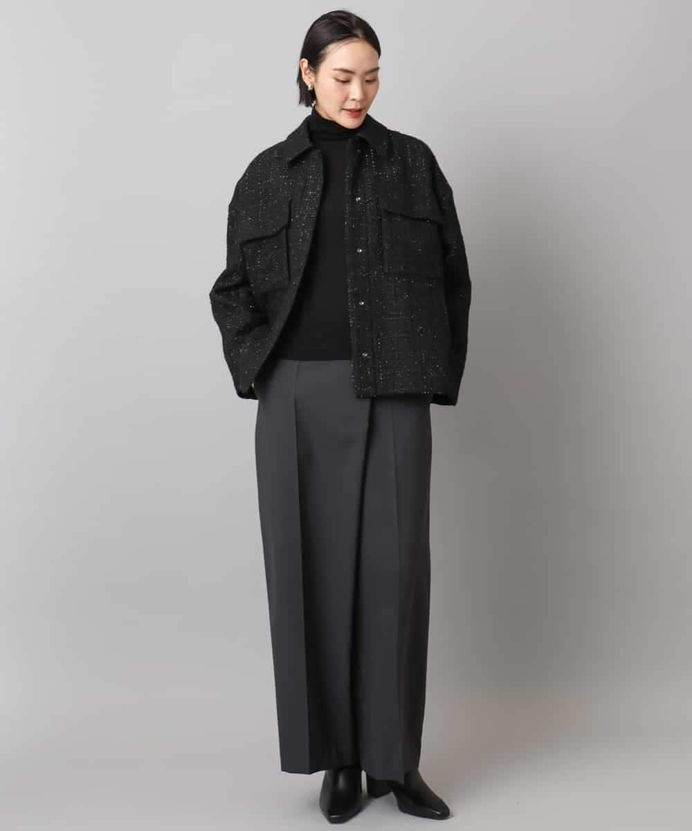 FMVAE51450 MICHEL KLEIN(ミッシェルクラン) ファンシーツイードCPOジャケット ブラック