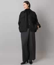 FMVAE51450 MICHEL KLEIN(ミッシェルクラン) ファンシーツイードCPOジャケット ブラック