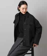 FMVAE51450 MICHEL KLEIN(ミッシェルクラン) ファンシーツイードCPOジャケット ブラック