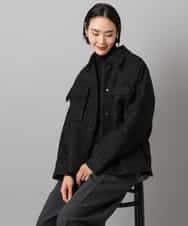 FMVAE51450 MICHEL KLEIN(ミッシェルクラン) ファンシーツイードCPOジャケット ブラック