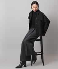 FMVAE51450 MICHEL KLEIN(ミッシェルクラン) ファンシーツイードCPOジャケット ブラック