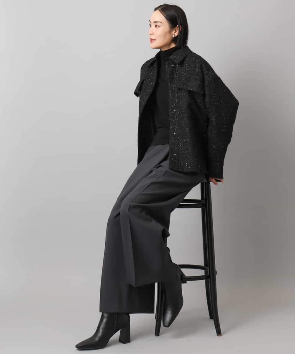 FMVAE51450 MICHEL KLEIN(ミッシェルクラン) ファンシーツイードCPOジャケット ブラック