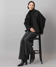 FMVAE51450 MICHEL KLEIN(ミッシェルクラン) ファンシーツイードCPOジャケット ブラック