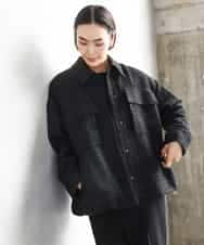 FMVAE51450 MICHEL KLEIN(ミッシェルクラン) ファンシーツイードCPOジャケット ブラック