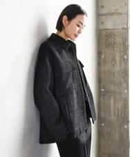 FMVAE51450 MICHEL KLEIN(ミッシェルクラン) ファンシーツイードCPOジャケット ブラック