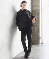 FMVAE51450 MICHEL KLEIN(ミッシェルクラン) ファンシーツイードCPOジャケット ブラック