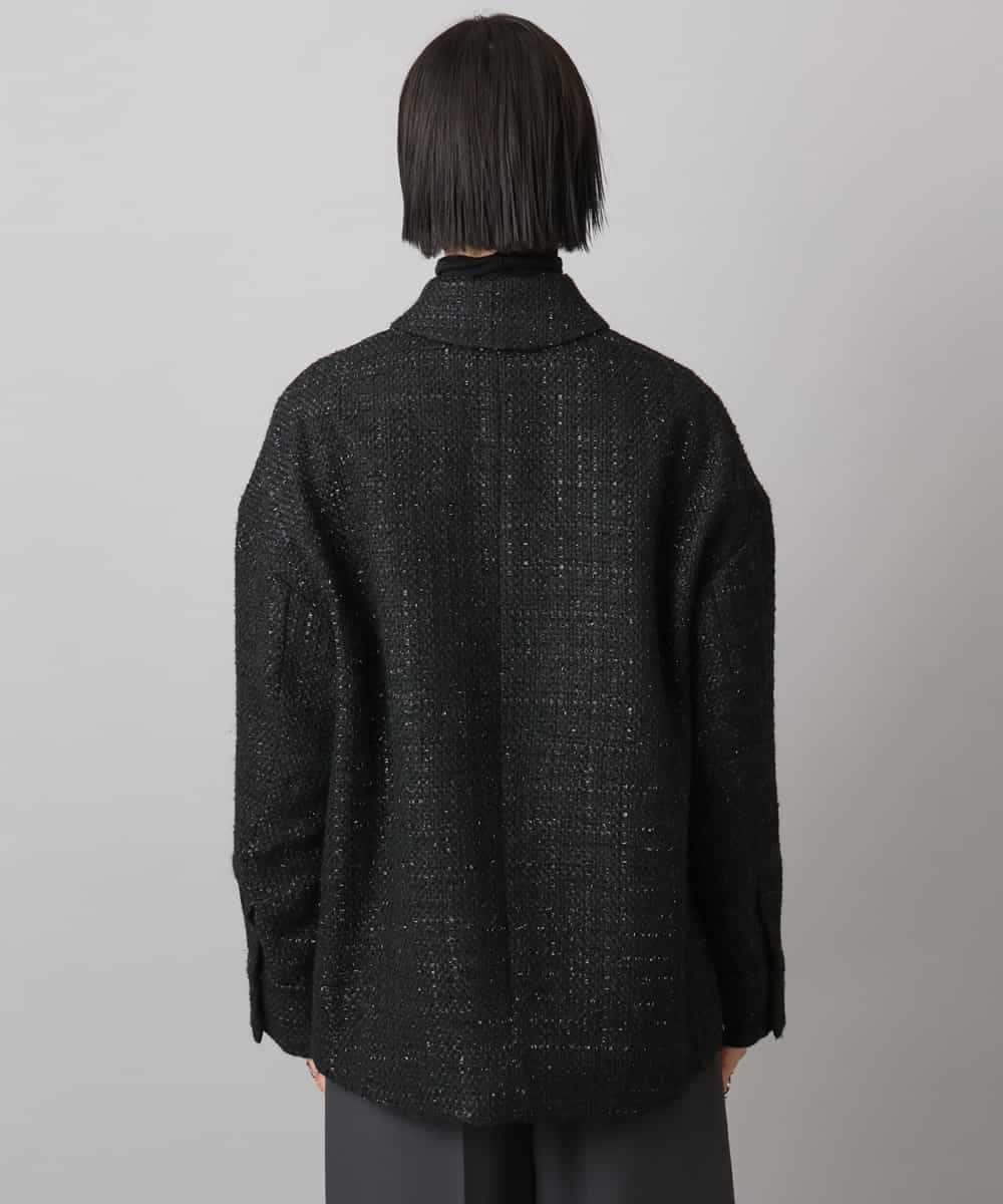 FMVAE51450 MICHEL KLEIN(ミッシェルクラン) ファンシーツイードCPOジャケット ブラック