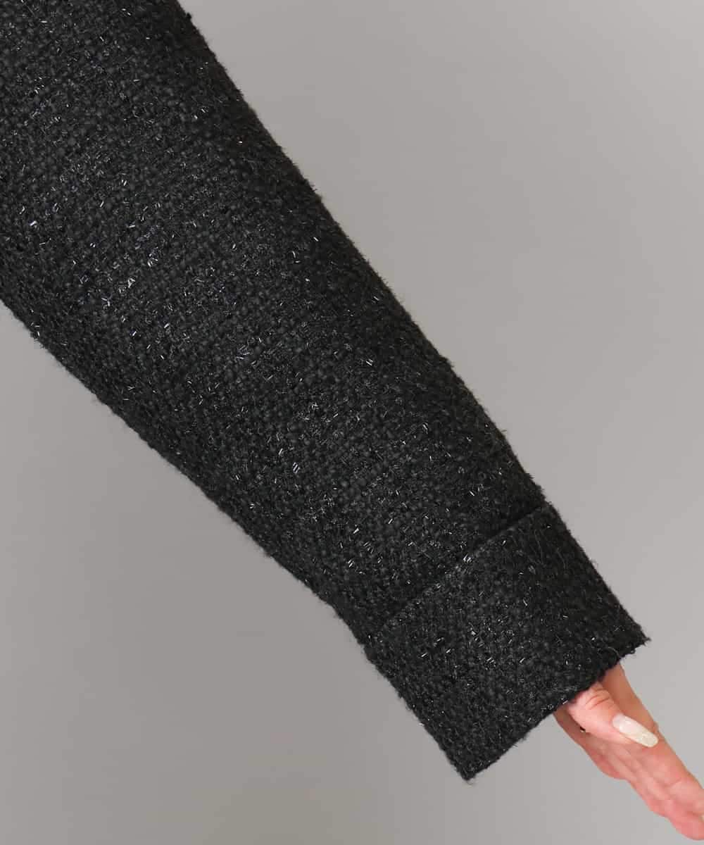 FMVAE51450 MICHEL KLEIN(ミッシェルクラン) ファンシーツイードCPOジャケット ブラック