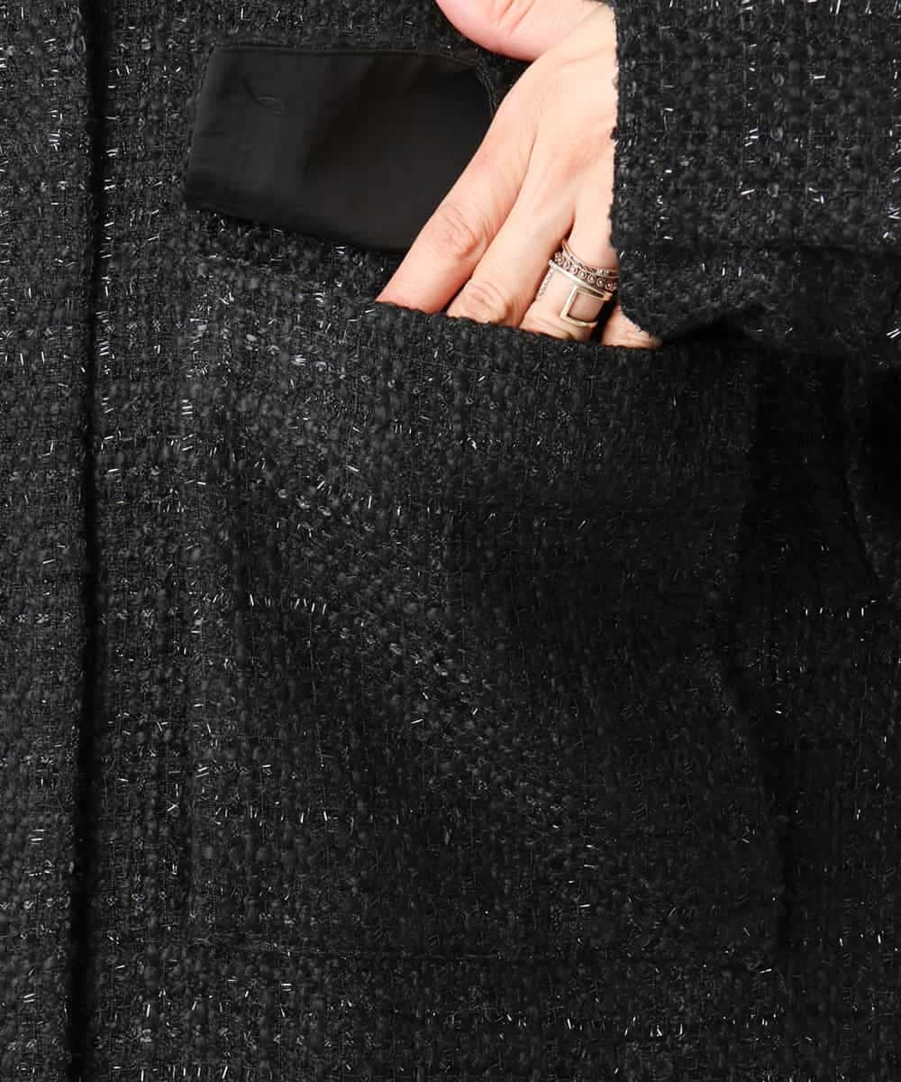 FMVAE51450 MICHEL KLEIN(ミッシェルクラン) ファンシーツイードCPOジャケット ブラック