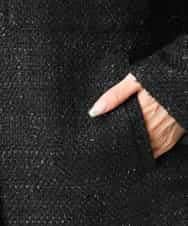 FMVAE51450 MICHEL KLEIN(ミッシェルクラン) ファンシーツイードCPOジャケット ブラック