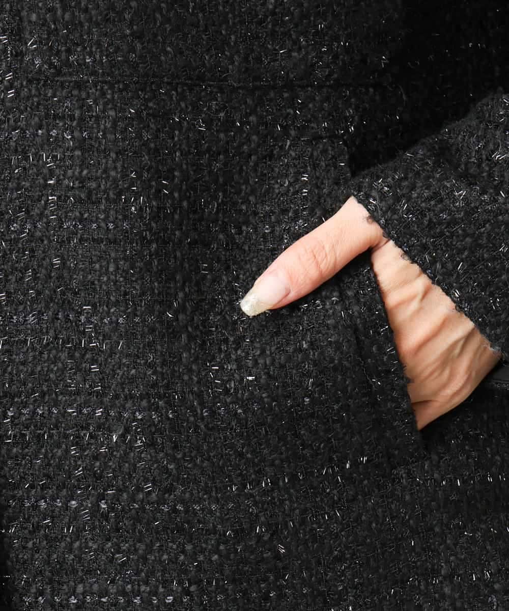 FMVAE51450 MICHEL KLEIN(ミッシェルクラン) ファンシーツイードCPOジャケット ブラック