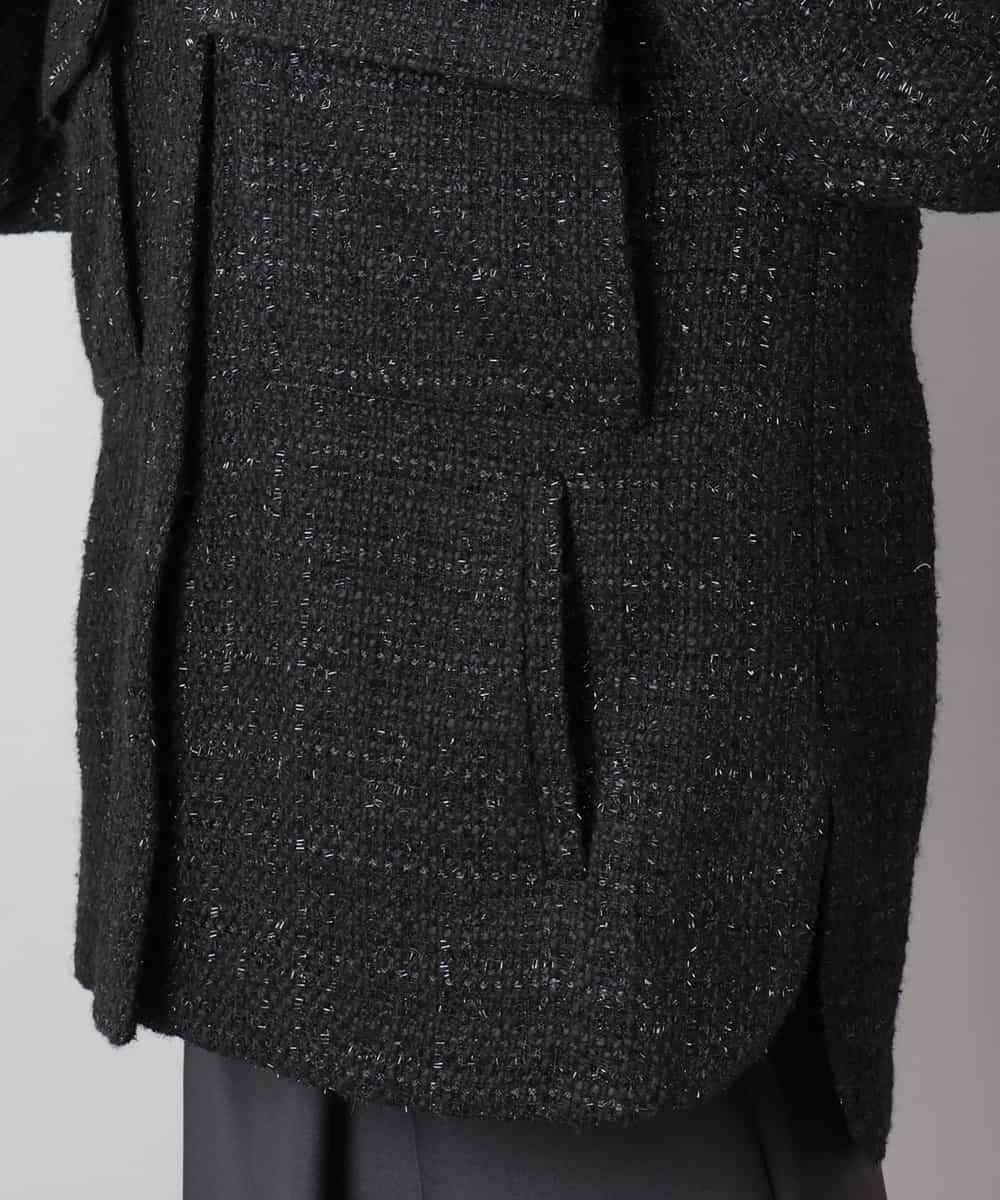 FMVAE51450 MICHEL KLEIN(ミッシェルクラン) ファンシーツイードCPOジャケット ブラック