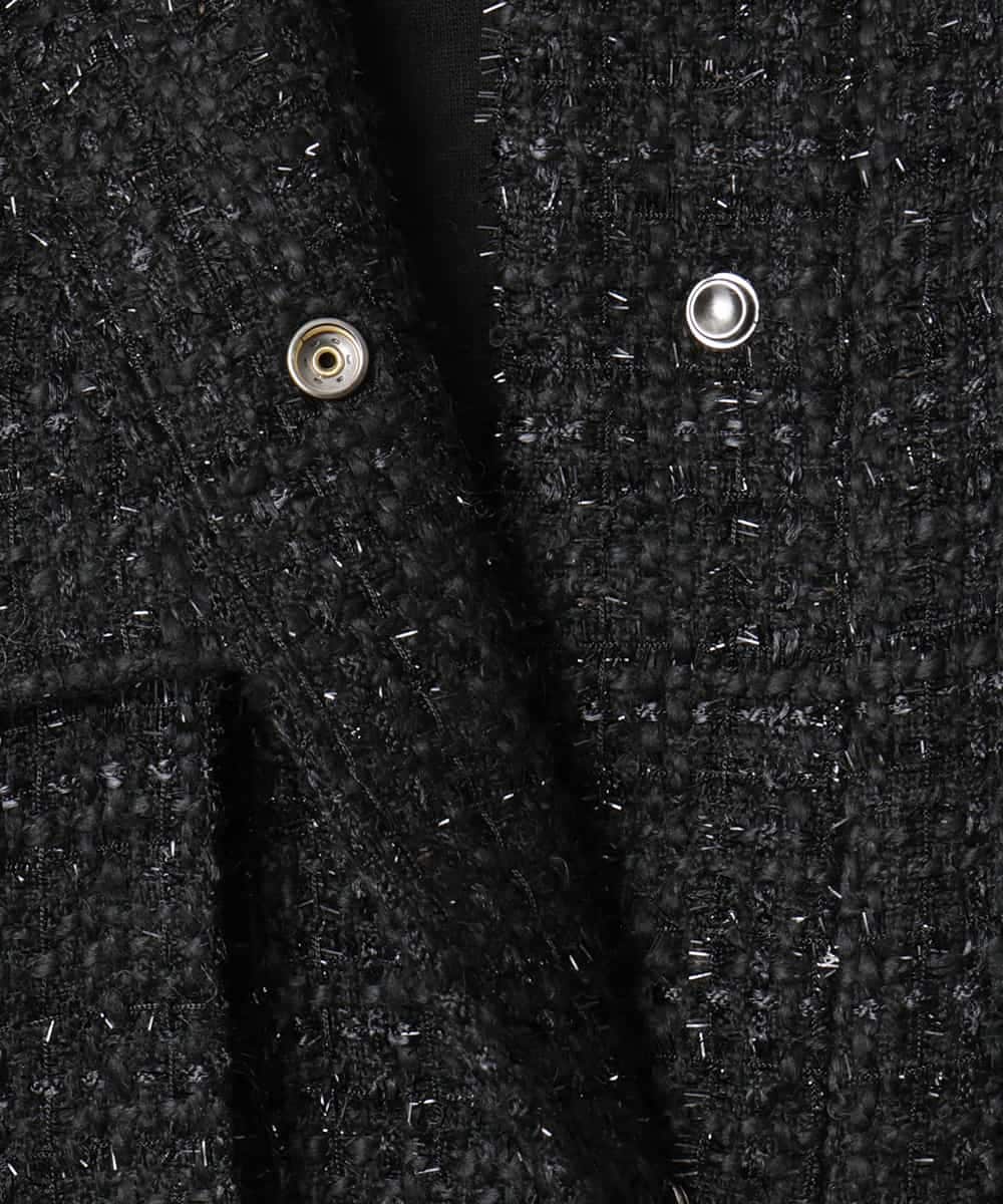 FMVAE51450 MICHEL KLEIN(ミッシェルクラン) ファンシーツイードCPOジャケット ブラック