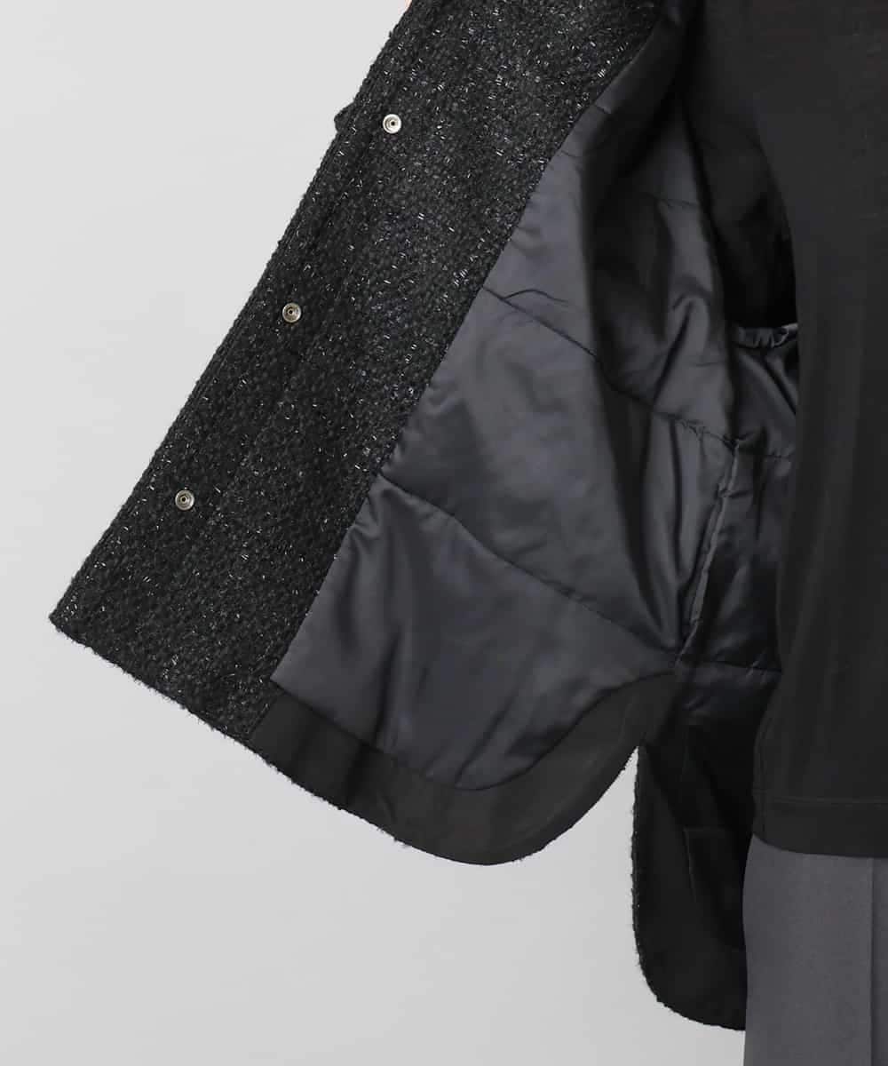 FMVAE51450 MICHEL KLEIN(ミッシェルクラン) ファンシーツイードCPOジャケット ブラック