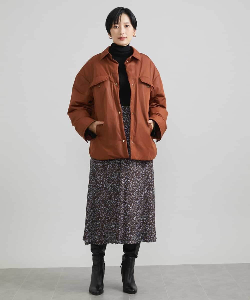 FMVAV35450 MICHEL KLEIN(ミッシェルクラン) グロッシータフタ中綿CPOジャケット テラコッタ(83)