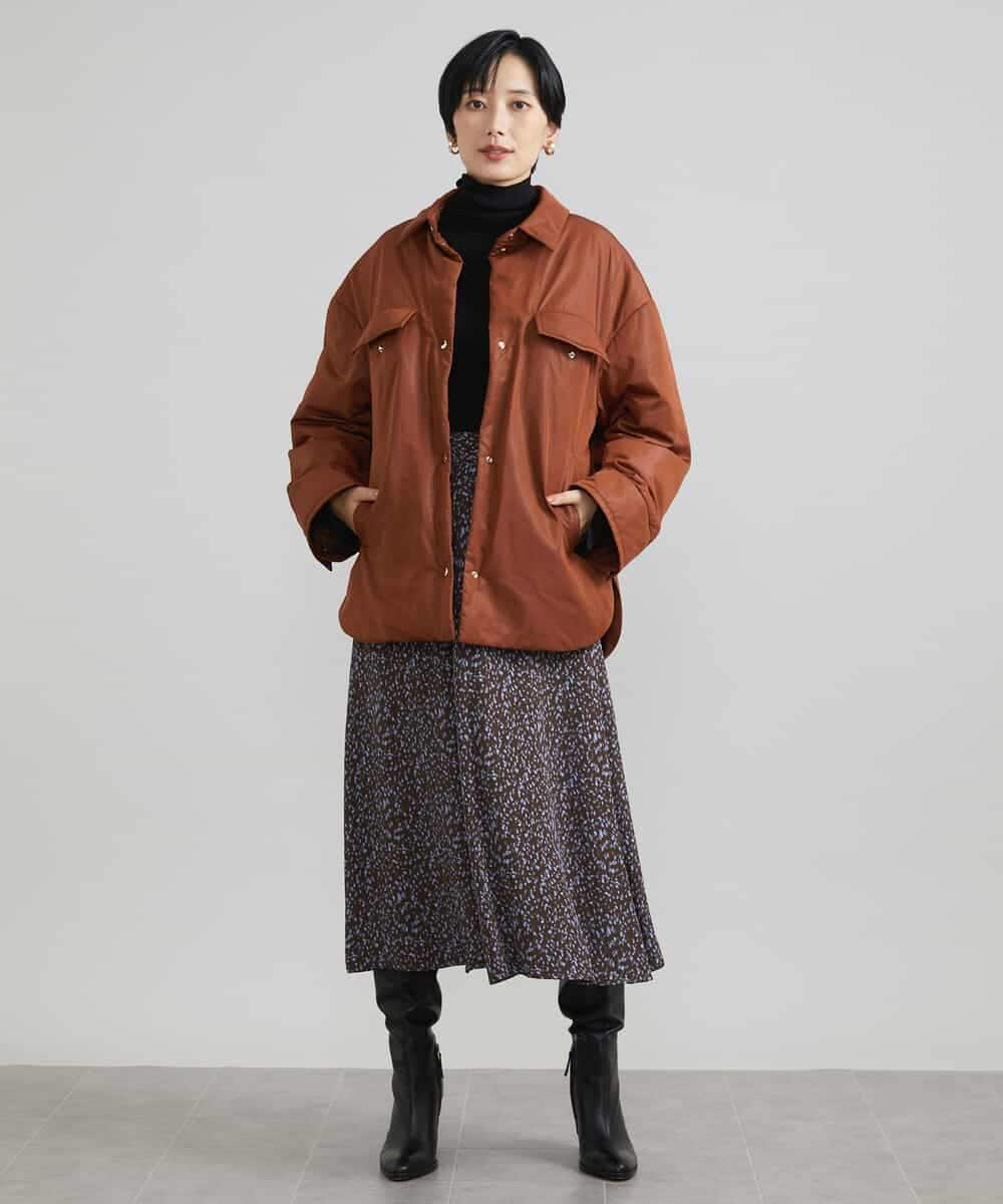 FMVAV35450 MICHEL KLEIN(ミッシェルクラン) グロッシータフタ中綿CPOジャケット テラコッタ(83)