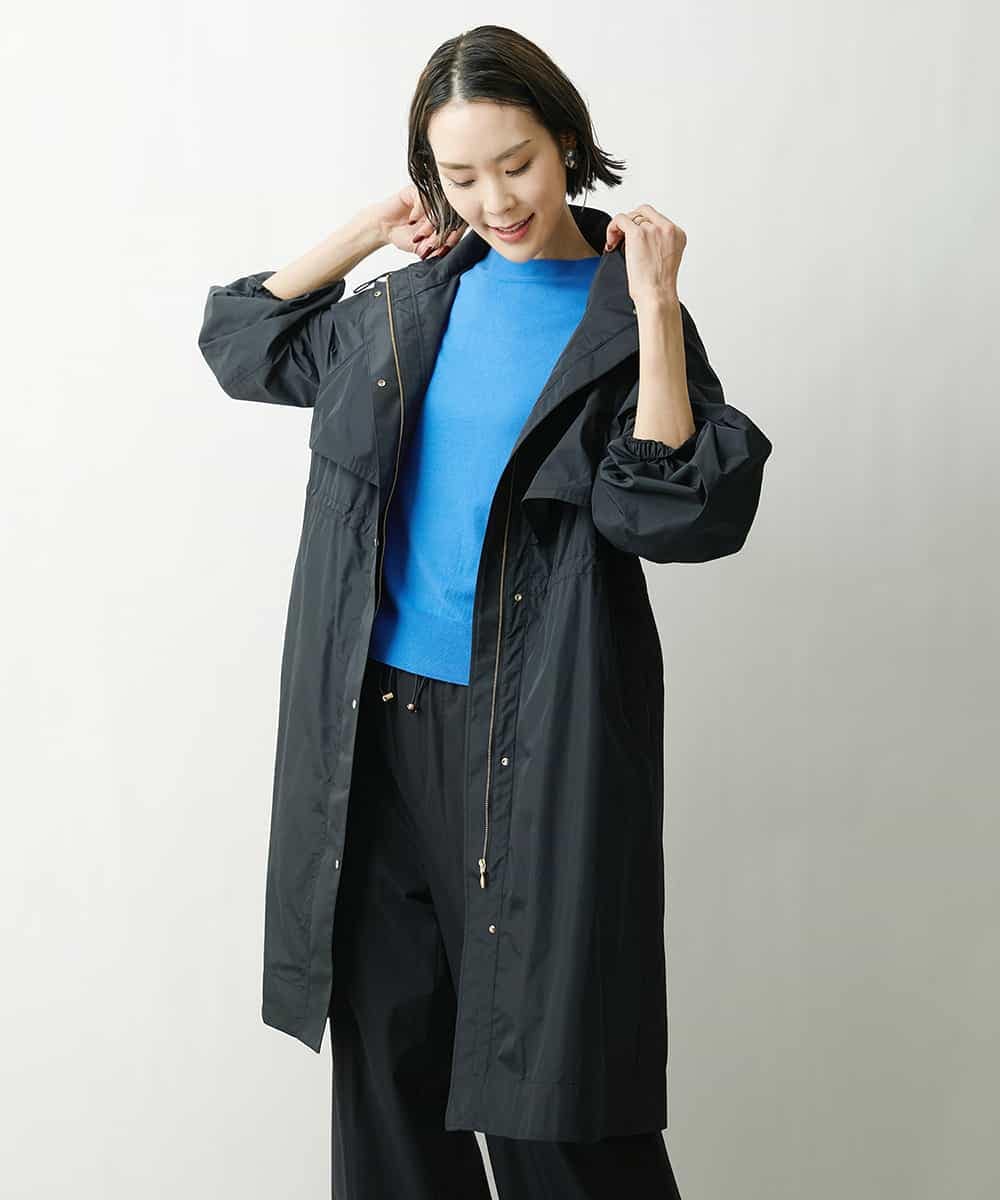 FMVDS11530 MICHEL KLEIN(ミッシェルクラン) [季節の変わり目に]シャンブレータフタロングコート ブラック(94)