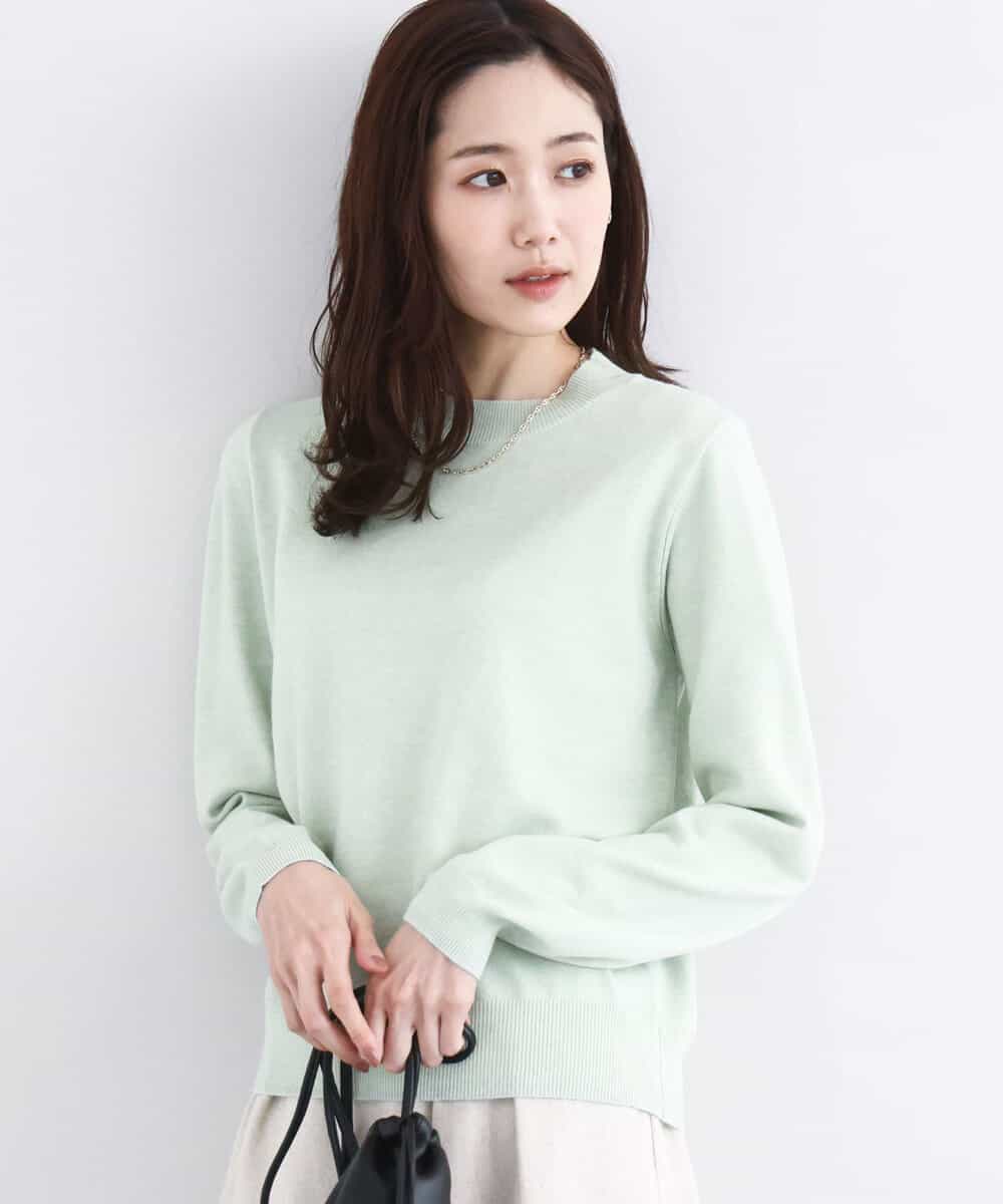 FNFBD01080 MK MICHEL KLEIN(MK ミッシェルクラン) モックネックニット/洗える ライトグリーン