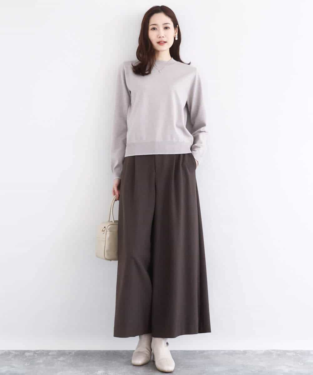 FNFBD01080 MK MICHEL KLEIN(MK ミッシェルクラン) モックネックニット/洗える ライトグリーン