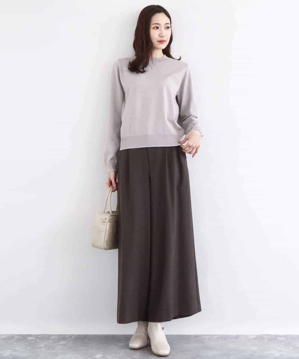 FNFBD01080 MK MICHEL KLEIN(MK ミッシェルクラン) モックネックニット/洗える ライトグリーン