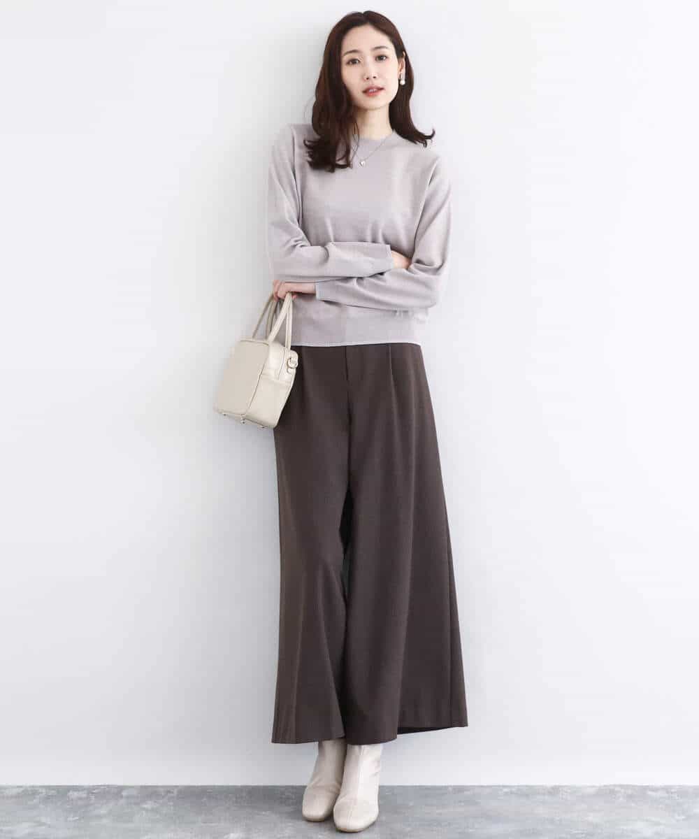 FNFBD01080 MK MICHEL KLEIN(MK ミッシェルクラン) モックネックニット/洗える ライトグリーン