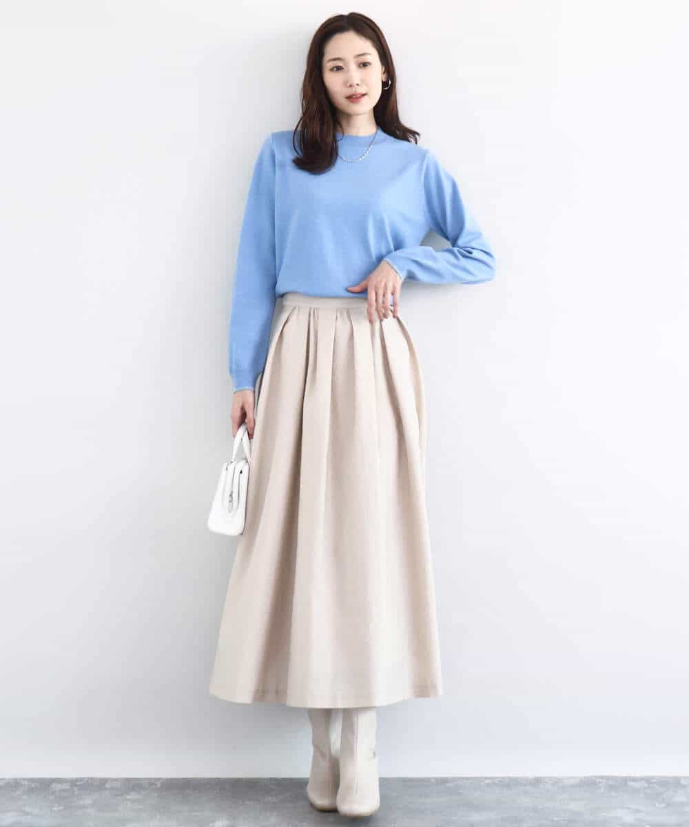 FNFBD01080 MK MICHEL KLEIN(MK ミッシェルクラン) モックネックニット/洗える ライトグリーン