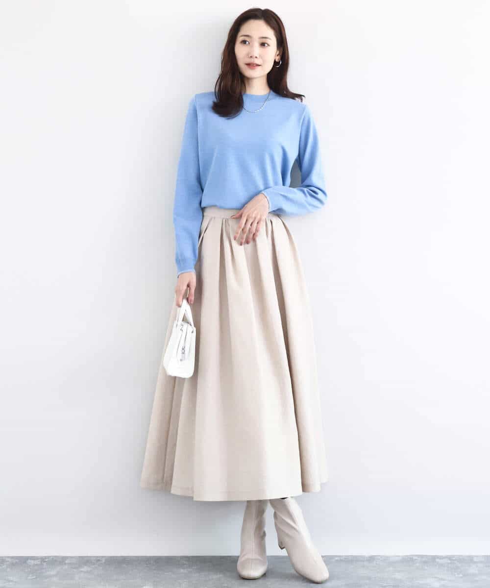 FNFBD01080 MK MICHEL KLEIN(MK ミッシェルクラン) モックネックニット/洗える ライトグリーン