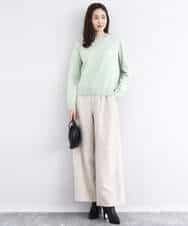 FNFBD01080 MK MICHEL KLEIN(MK ミッシェルクラン) モックネックニット/洗える ライトグリーン