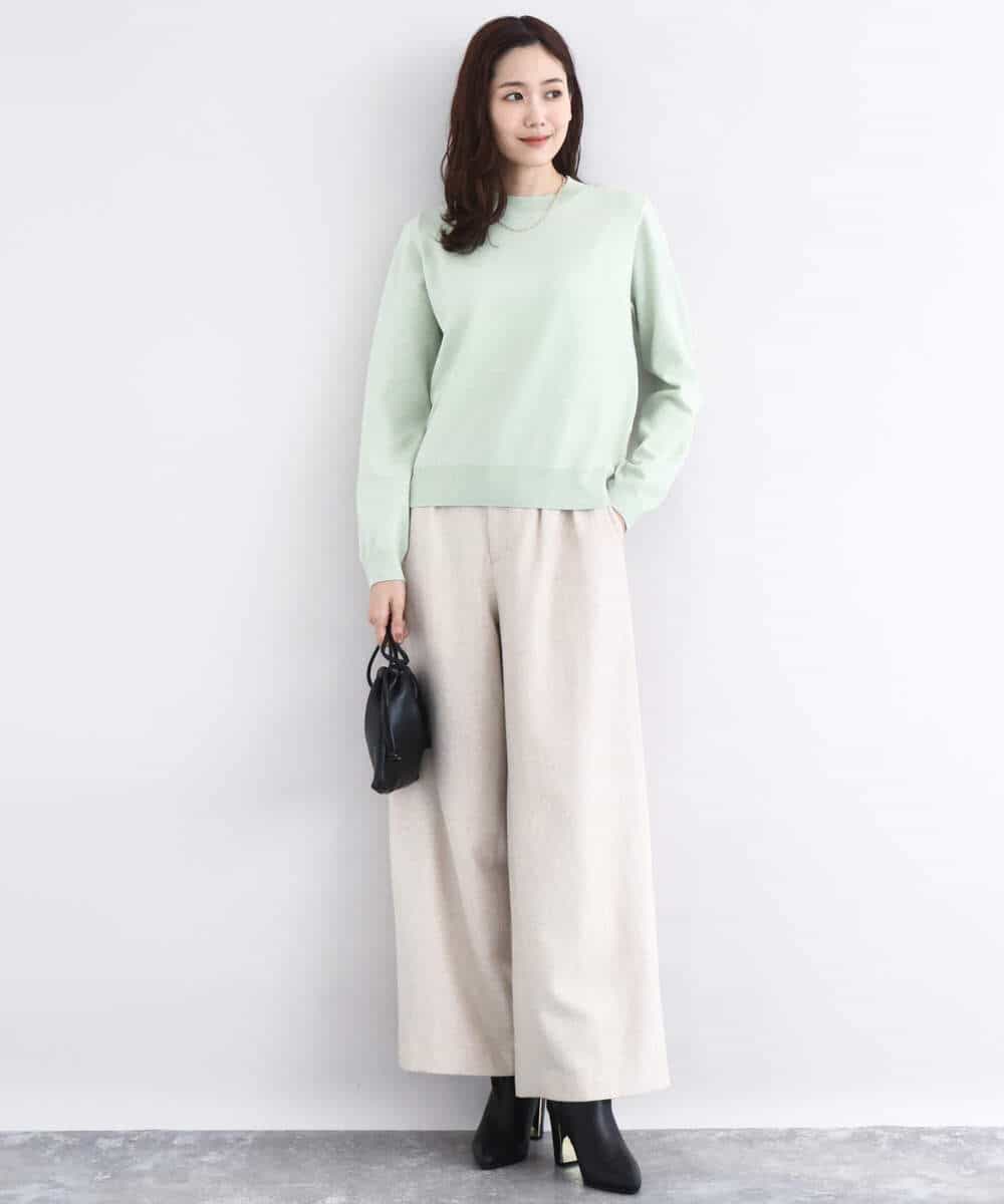 FNFBD01080 MK MICHEL KLEIN(MK ミッシェルクラン) モックネックニット/洗える ライトグリーン