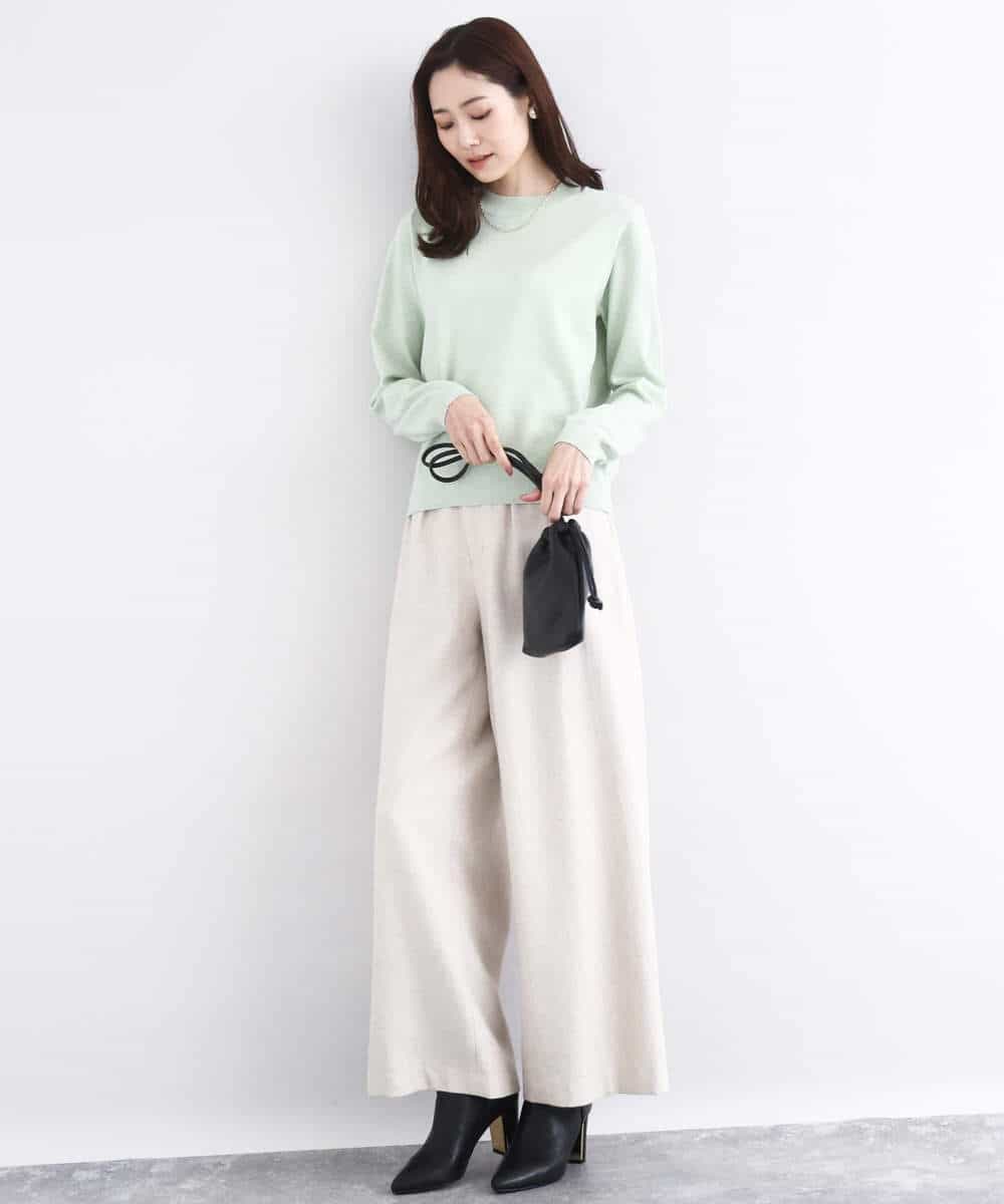 FNFBD01080 MK MICHEL KLEIN(MK ミッシェルクラン) モックネックニット/洗える ライトグリーン