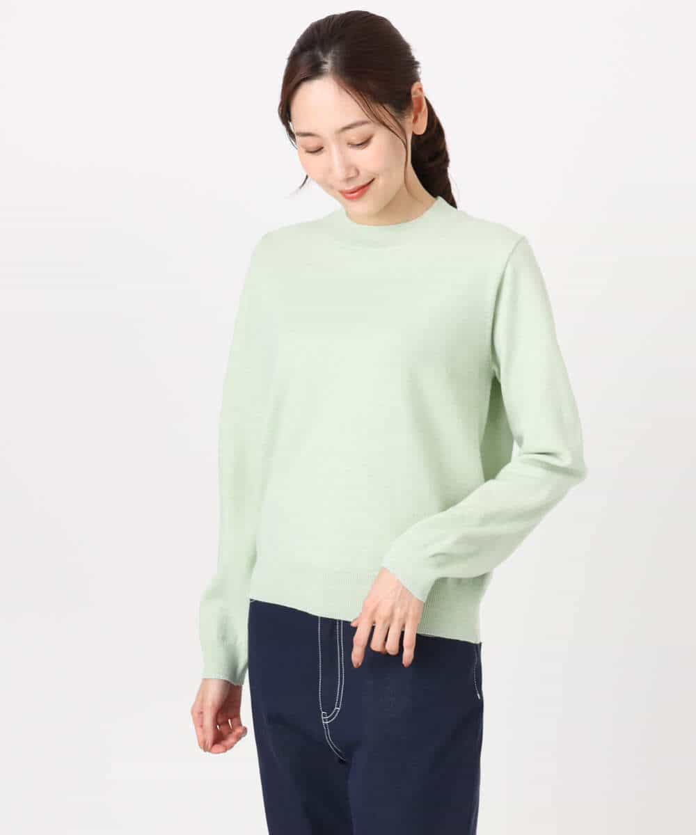 FNFBD01080 MK MICHEL KLEIN(MK ミッシェルクラン) モックネックニット/洗える ライトグリーン