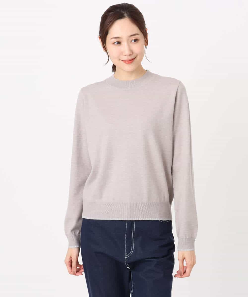 FNFBD01080 MK MICHEL KLEIN(MK ミッシェルクラン) モックネックニット/洗える ライトグリーン