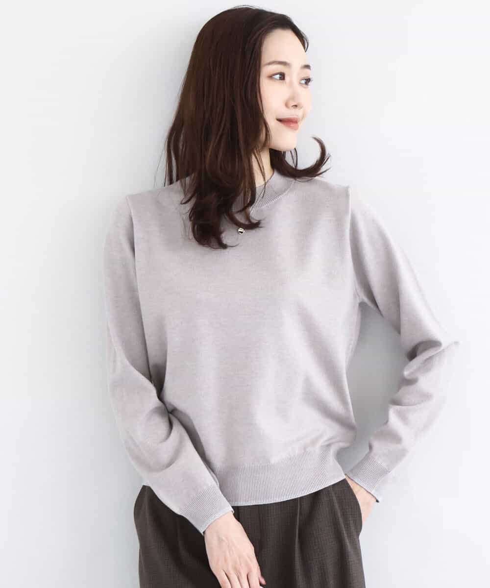 FNFBD01080 MK MICHEL KLEIN(MK ミッシェルクラン) モックネックニット/洗える モカグレー