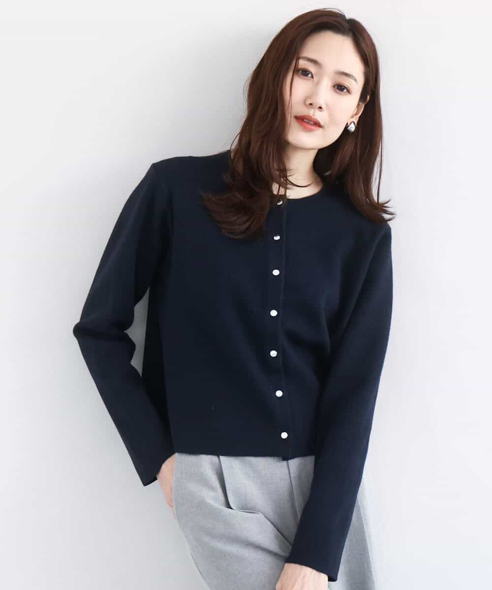 FNSBD01090 MK MICHEL KLEIN(MK ミッシェルクラン) コンパクトニットカーディガン/洗える ネイビー