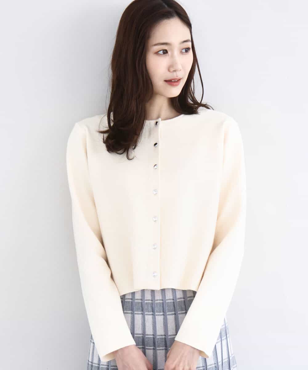 FNSBD01090 MK MICHEL KLEIN(MK ミッシェルクラン) コンパクトニットカーディガン/洗える アイボリー