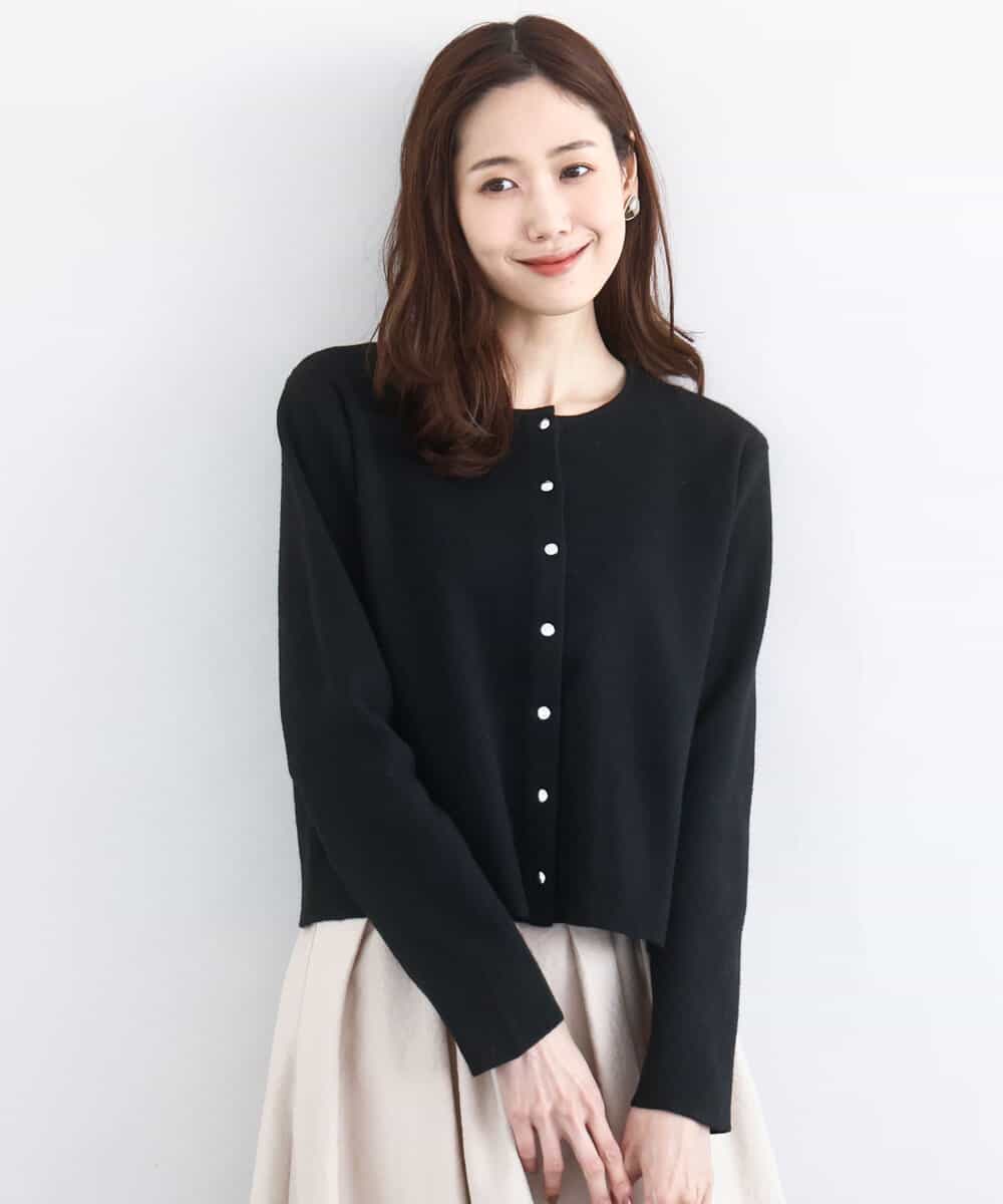 FNSBD01090 MK MICHEL KLEIN(MK ミッシェルクラン) コンパクトニットカーディガン/洗える ブラック