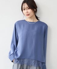 FOBAG54180 MK MICHEL KLEIN(MK ミッシェルクラン) [撥水/洗える]レースキャミ付きツイルブラウス ブルー