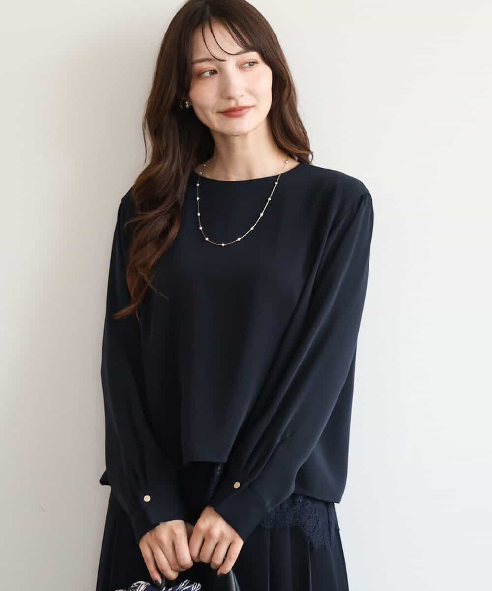 FOBAG54180 MK MICHEL KLEIN(MK ミッシェルクラン) [撥水/洗える]レースキャミ付きツイルブラウス ブルー