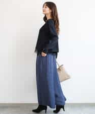 FOBAG54180 MK MICHEL KLEIN(MK ミッシェルクラン) [撥水/洗える]レースキャミ付きツイルブラウス ブルー