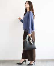 FOBAG54180 MK MICHEL KLEIN(MK ミッシェルクラン) [撥水/洗える]レースキャミ付きツイルブラウス ブルー